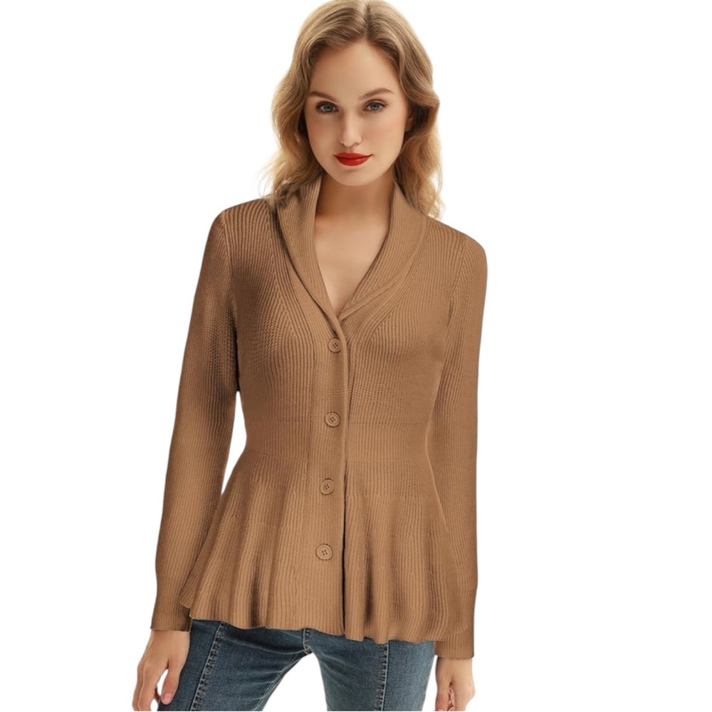 Peplum Button-Up Cardigan